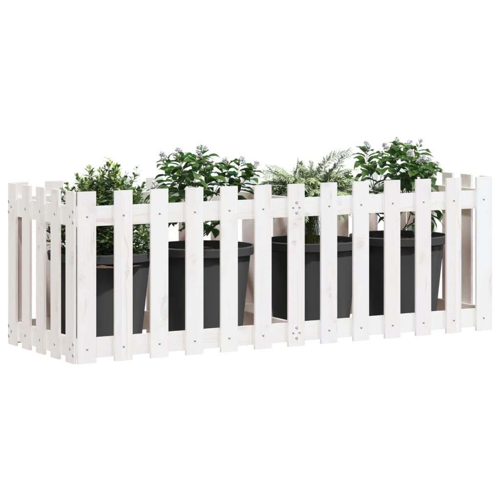 Hochbeet Lattenzaun-Design Weiß 150x50x50 cm Massivholz Kiefer - Pazzar.ch