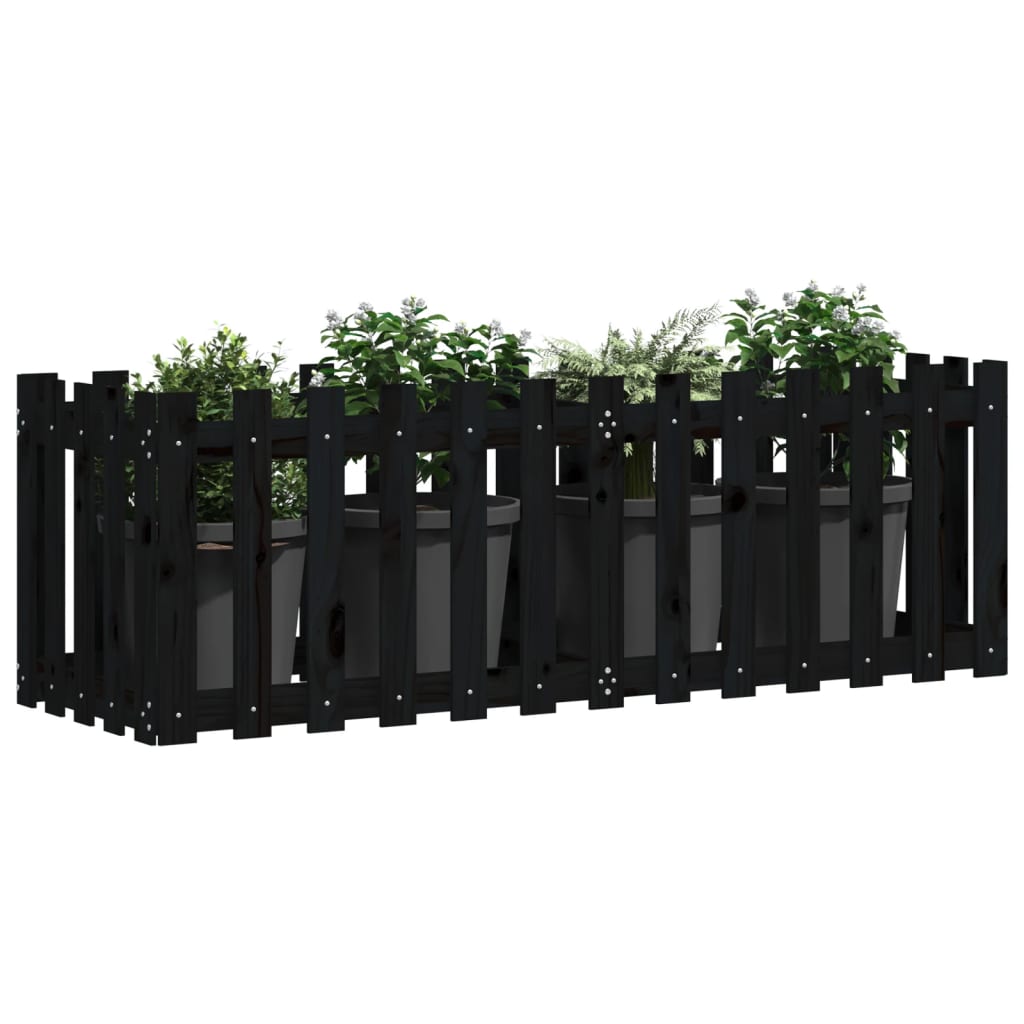 Hochbeet Latten-Design Schwarz 150x50x50 cm Massivholz Kiefer - Pazzar.ch