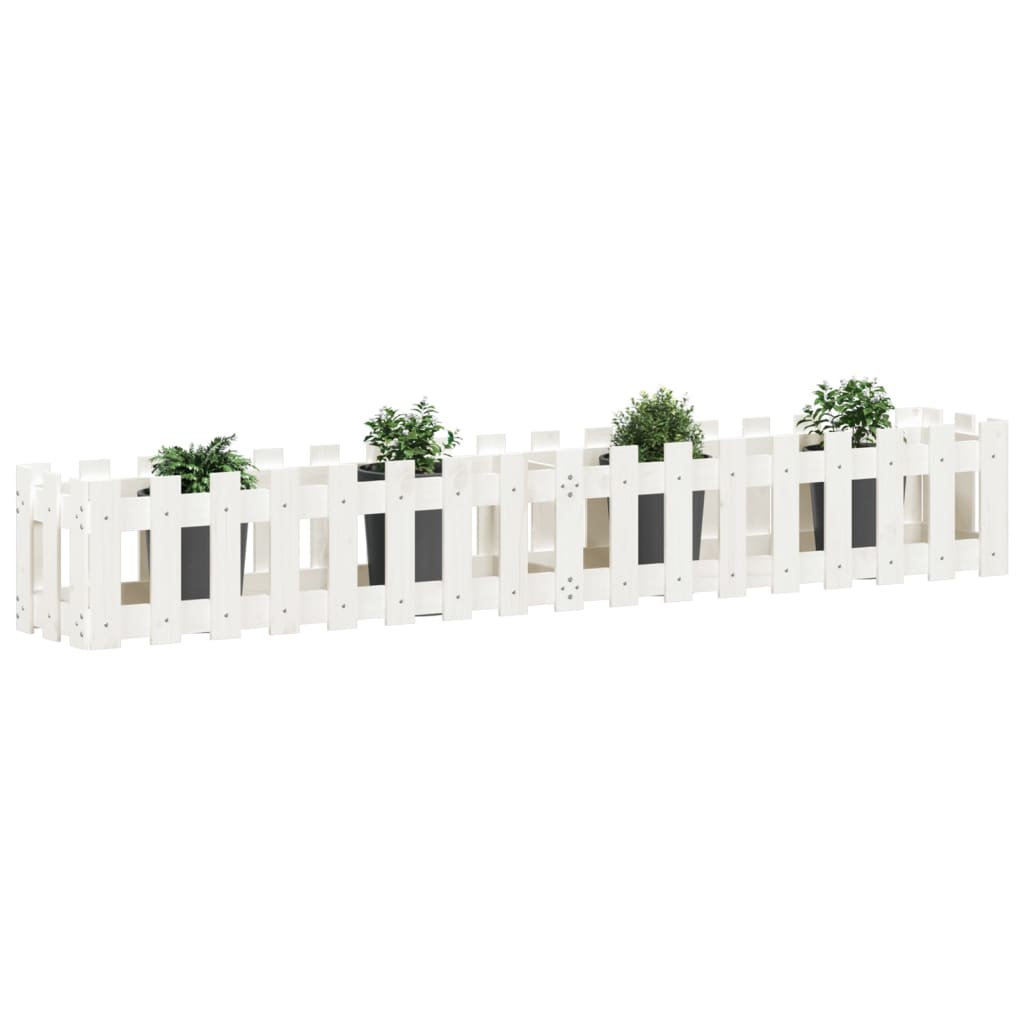 Hochbeet Lattenzaun-Design Weiß 200x30x30 cm Massivholz Kiefer - Pazzar.ch
