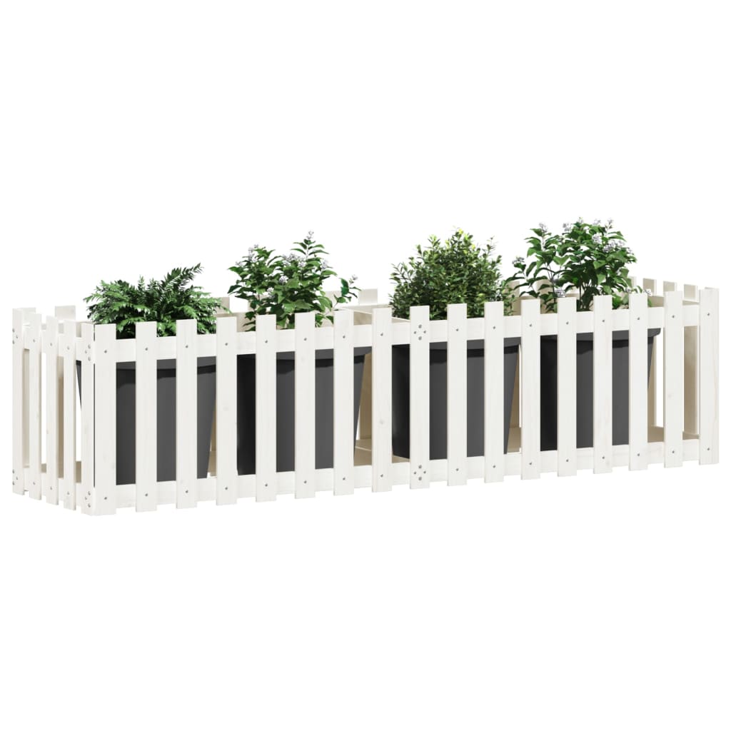 Hochbeet Lattenzaun-Design Weiß 200x50x50 cm Massivholz Kiefer - Pazzar.ch