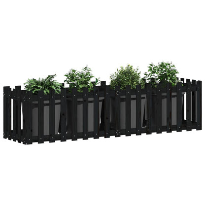 Hochbeet Latten-Design Schwarz 200x50x50 cm Massivholz Kiefer - Pazzar.ch