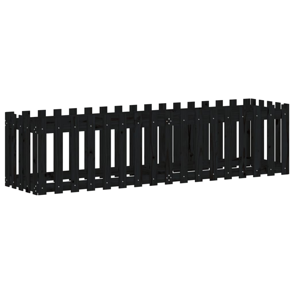 Hochbeet Latten-Design Schwarz 200x50x50 cm Massivholz Kiefer - Pazzar.ch