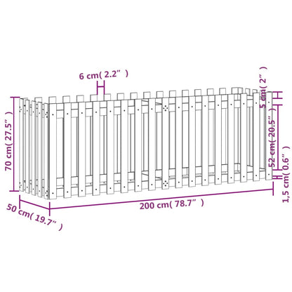 Hochbeet Lattenzaun-Design 200x50x70 cm Massivholz Kiefer - Pazzar.ch