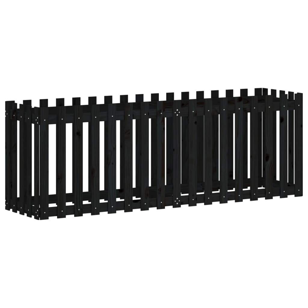 Hochbeet Latten-Design Schwarz 200x50x70 cm Massivholz Kiefer - Pazzar.ch