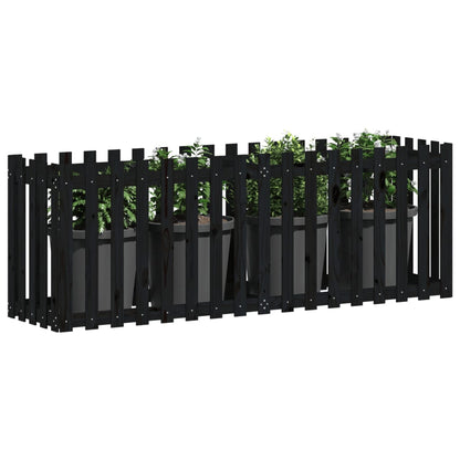 Hochbeet Latten-Design Schwarz 200x50x70 cm Massivholz Kiefer - Pazzar.ch