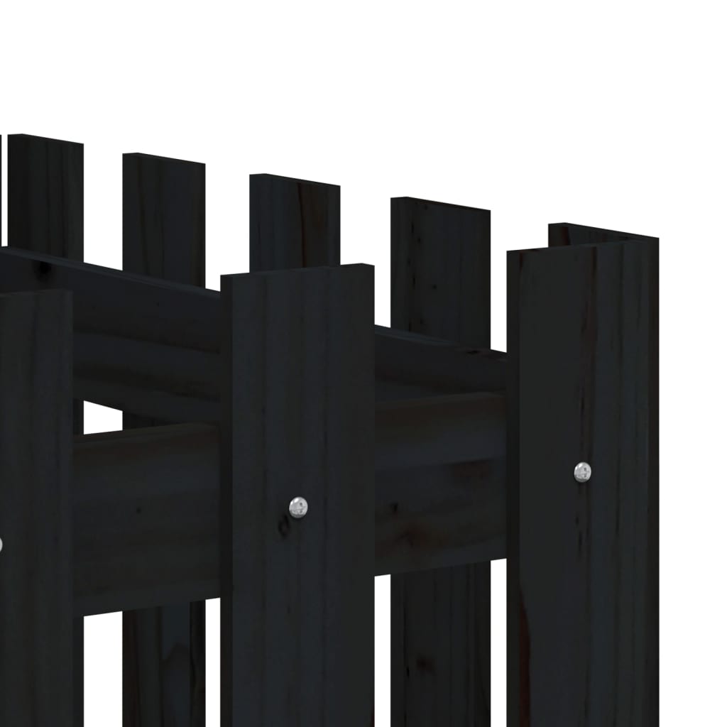 Hochbeet Latten-Design Schwarz 200x50x70 cm Massivholz Kiefer - Pazzar.ch