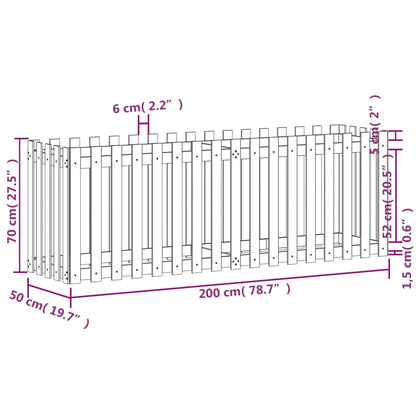Hochbeet Latten-Design Schwarz 200x50x70 cm Massivholz Kiefer - Pazzar.ch