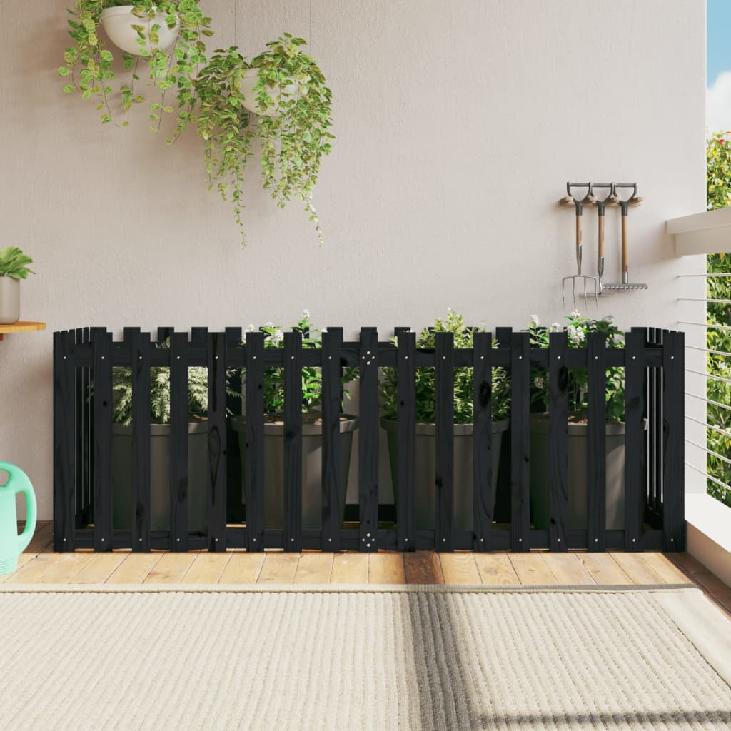 Hochbeet Latten-Design Schwarz 200x50x70 cm Massivholz Kiefer - Pazzar.ch