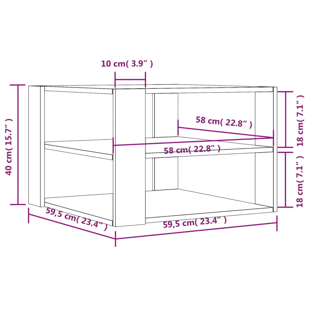 Couchtisch Grau Sonoma 59,5x59,5x40 cm Holzwerkstoff - Pazzar.ch