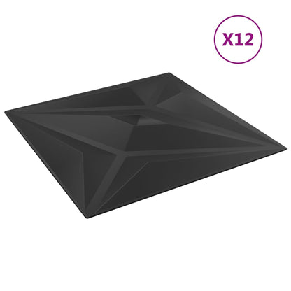 Wandpaneele 12 Stk. Schwarz 50x50 cm EPS 3 m² Stern - Pazzar.ch