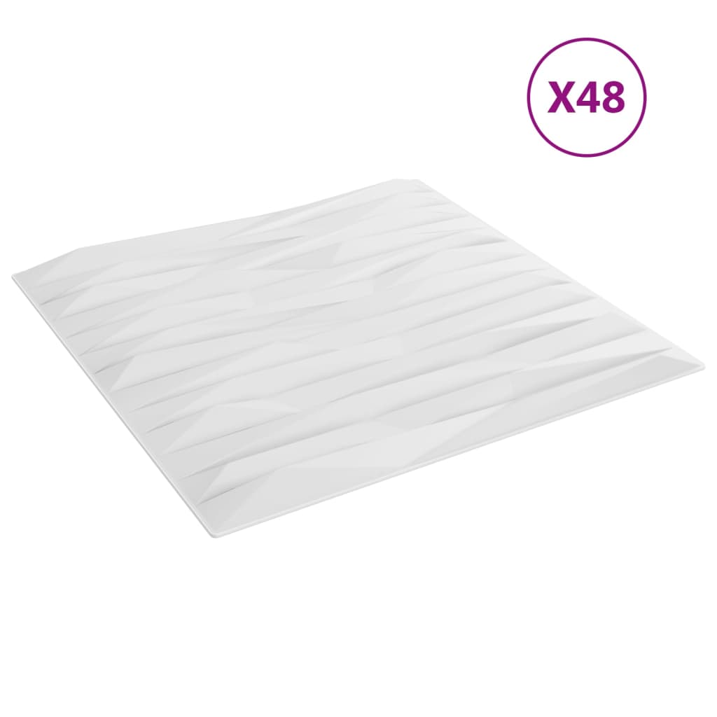 Wandpaneele 48 Stk. Weiß 50x50 cm EPS 12 m² Stein - Pazzar.ch