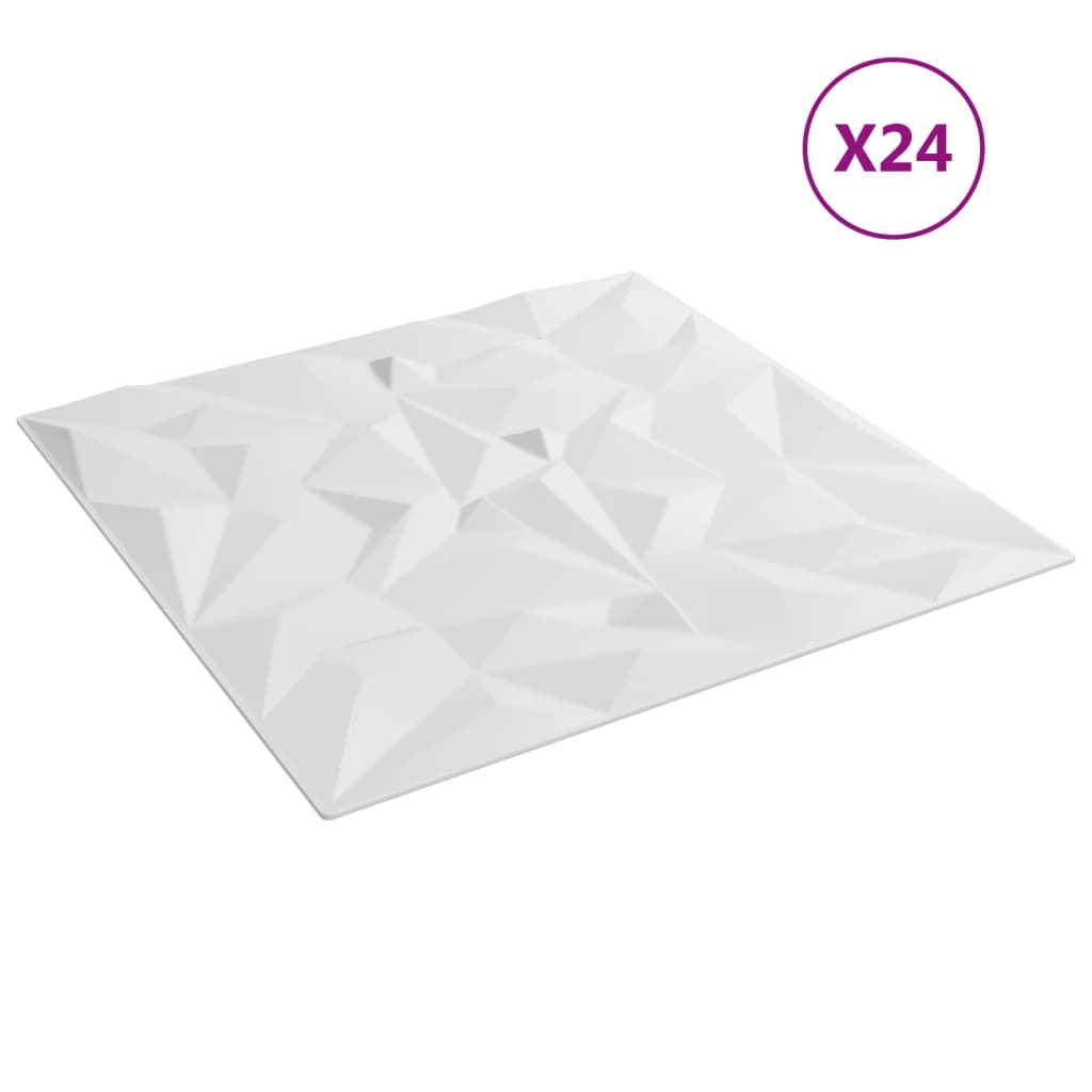 Wandpaneele 24 Stk. Weiß 50x50 cm EPS 6 m² Amethyst - Pazzar.ch