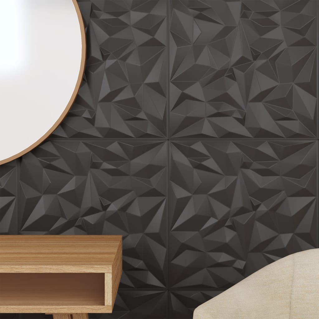 Wandpaneele 12 Stk. Schwarz 50x50 cm EPS 3 m² Amethyst - Pazzar.ch