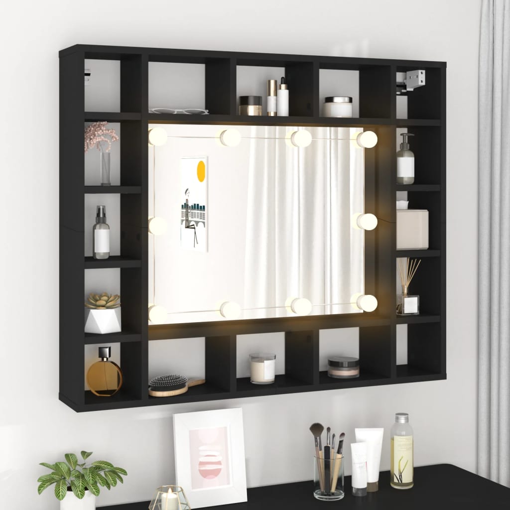 LED-Spiegelschrank Schwarz 91x15x76,5 cm - Pazzar.ch