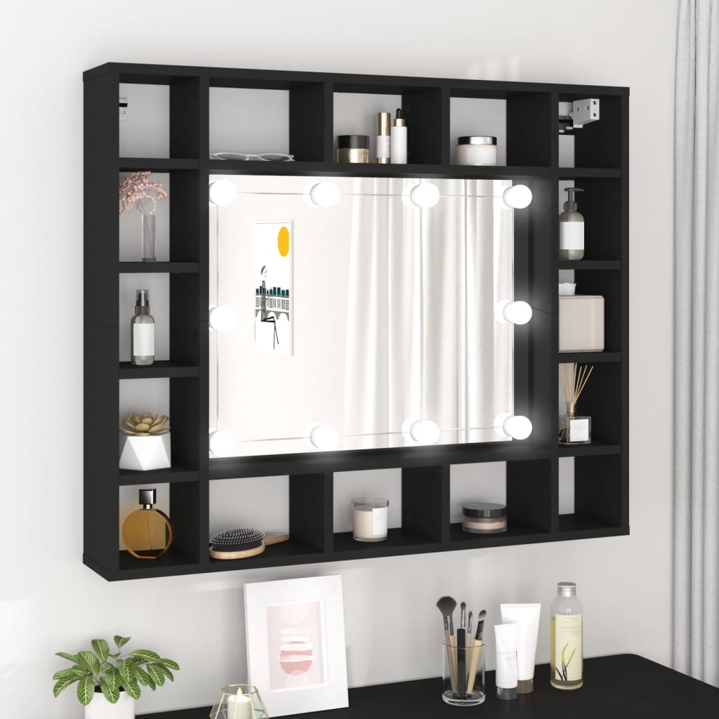LED-Spiegelschrank Schwarz 91x15x76,5 cm - Pazzar.ch