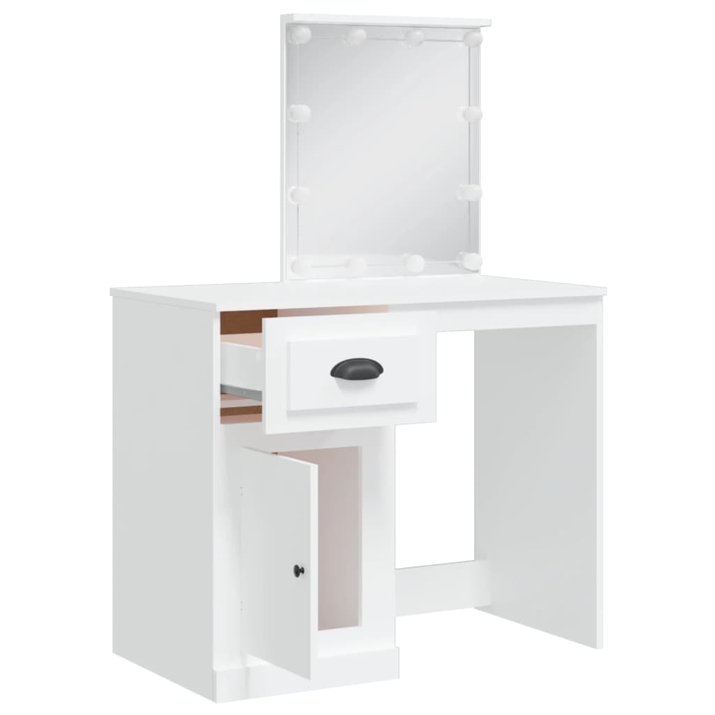 Schminktisch mit LED-Leuchten Weiß 90x42x132,5 cm - Pazzar.ch