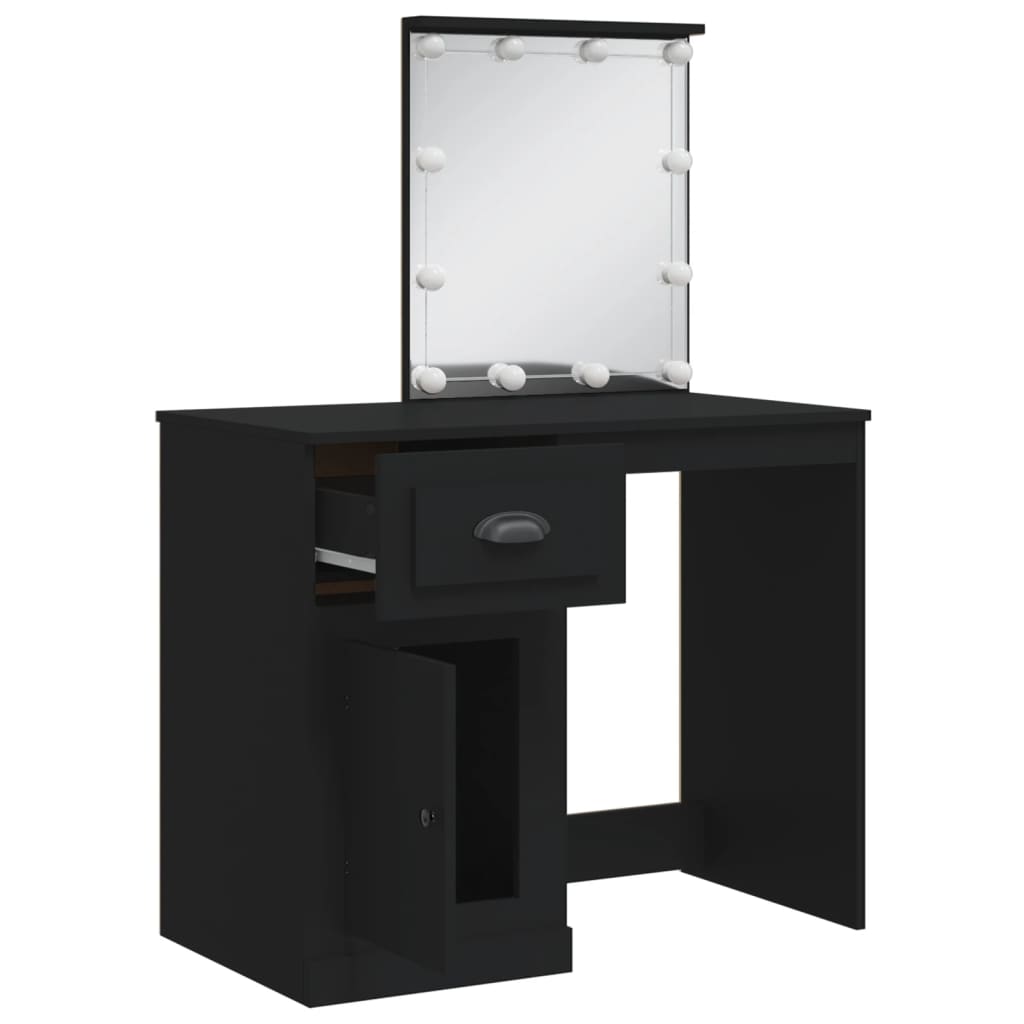 Schminktisch mit LED-Leuchten Schwarz 90x42x132,5 cm - Pazzar.ch