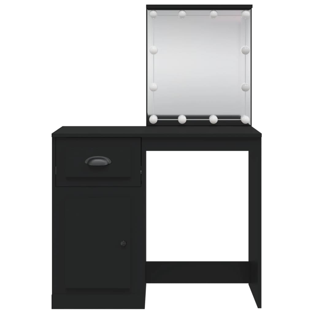 Schminktisch mit LED-Leuchten Schwarz 90x42x132,5 cm - Pazzar.ch