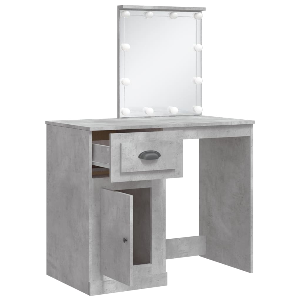 Schminktisch mit LED-Leuchten Betongrau 90x42x132,5 cm - Pazzar.ch