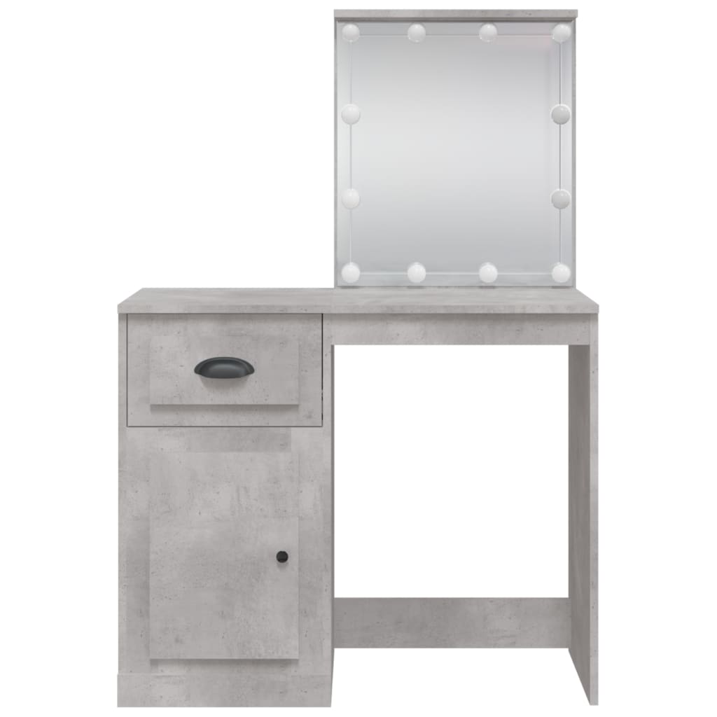 Schminktisch mit LED-Leuchten Betongrau 90x42x132,5 cm - Pazzar.ch