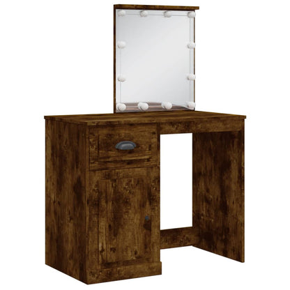 Schminktisch mit LED-Leuchten Räuchereiche 90x42x132,5 cm - Pazzar.ch