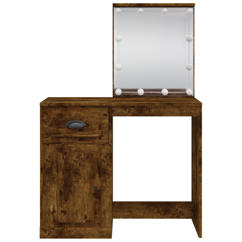 Schminktisch mit LED-Leuchten Räuchereiche 90x42x132,5 cm - Pazzar.ch