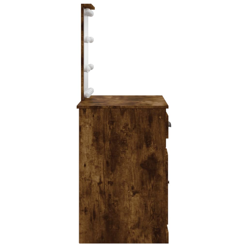 Schminktisch mit LED-Leuchten Räuchereiche 90x42x132,5 cm - Pazzar.ch
