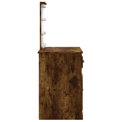 Schminktisch mit LED-Leuchten Räuchereiche 90x42x132,5 cm - Pazzar.ch