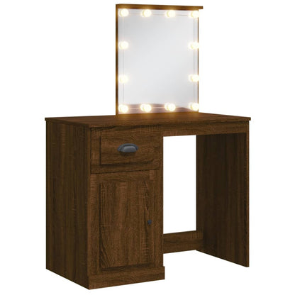 Schminktisch mit LED-Leuchten Braun Eichen-Optik 90x42x132,5 cm - Pazzar.ch