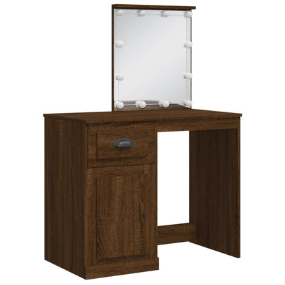 Schminktisch mit LED-Leuchten Braun Eichen-Optik 90x42x132,5 cm - Pazzar.ch