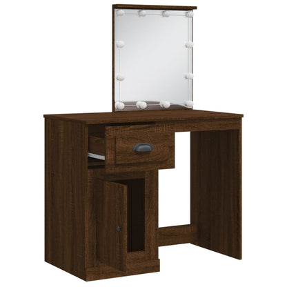 Schminktisch mit LED-Leuchten Braun Eichen-Optik 90x42x132,5 cm - Pazzar.ch