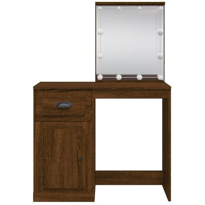 Schminktisch mit LED-Leuchten Braun Eichen-Optik 90x42x132,5 cm - Pazzar.ch