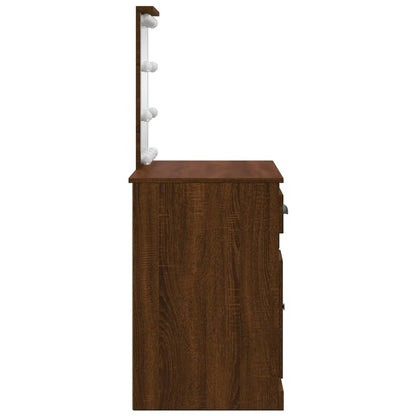 Schminktisch mit LED-Leuchten Braun Eichen-Optik 90x42x132,5 cm - Pazzar.ch