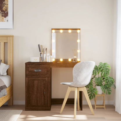 Schminktisch mit LED-Leuchten Braun Eichen-Optik 90x42x132,5 cm - Pazzar.ch