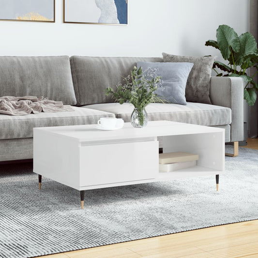 Couchtisch Hochglanz-Weiß 90x60x35 cm Holzwerkstoff - Pazzar.ch