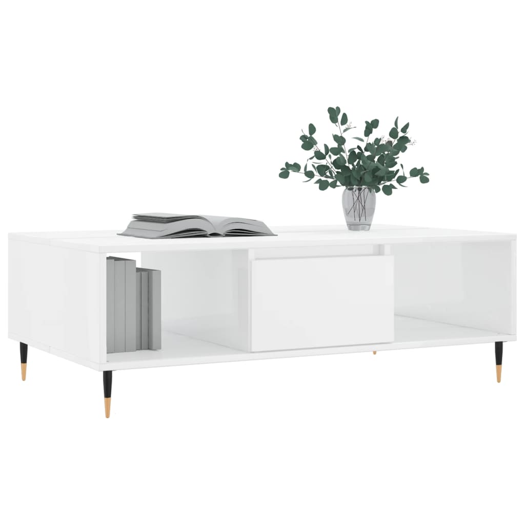 Couchtisch Hochglanz-Weiß 104x60x35 cm Holzwerkstoff - Pazzar.ch