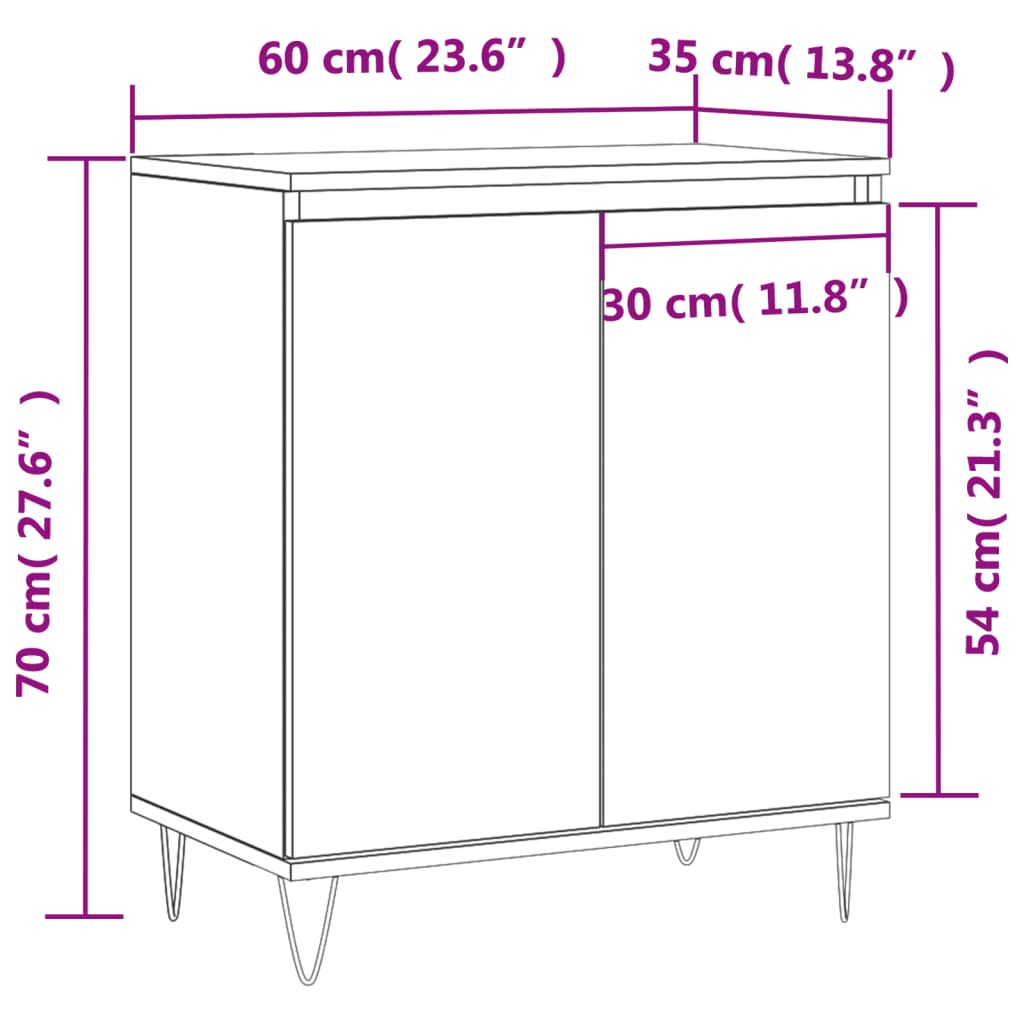 Sideboard Betongrau 60x35x70 cm Holzwerkstoff - Pazzar.ch