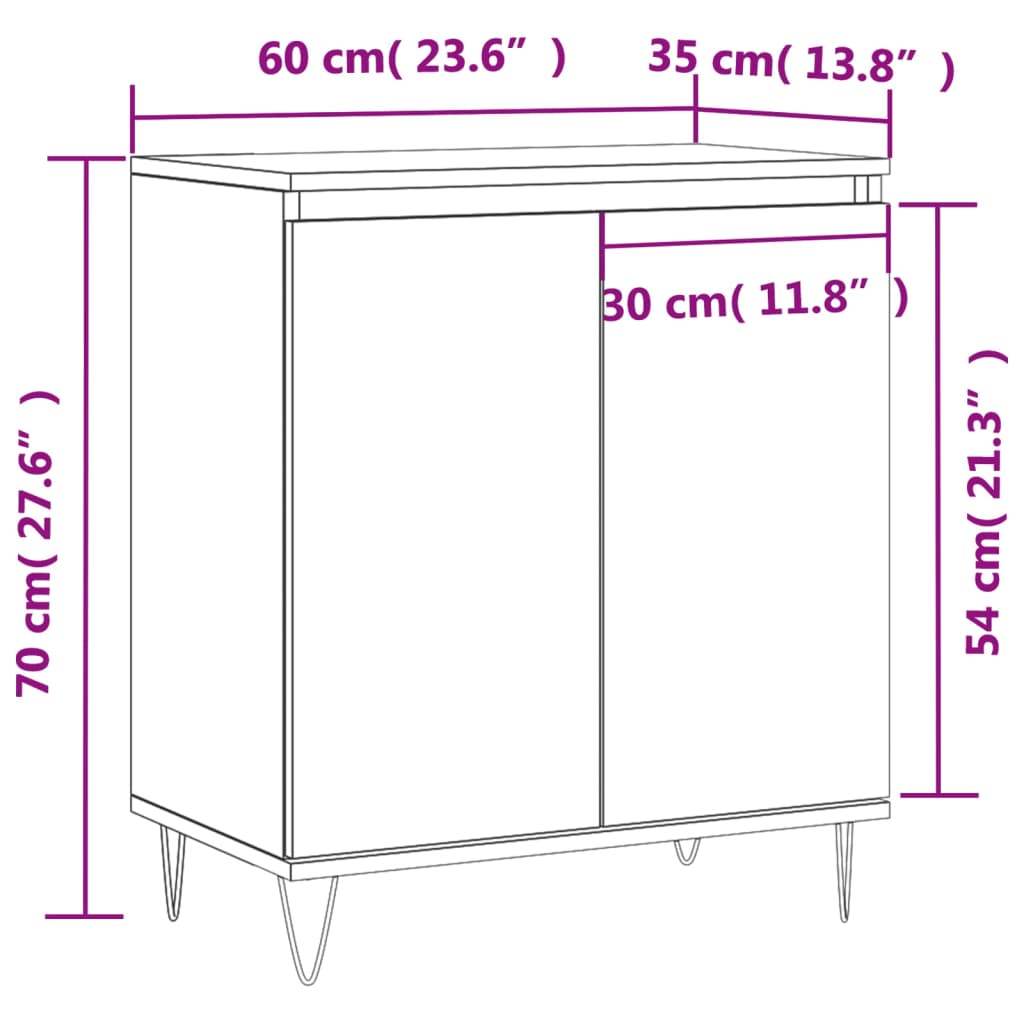 Sideboard Räuchereiche 60x35x70 cm Holzwerkstoff - Pazzar.ch