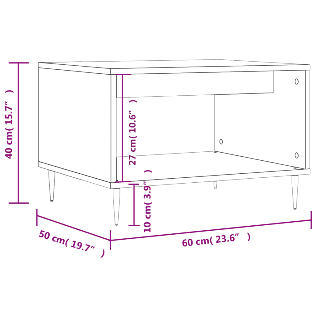 Couchtisch Braun Eichen-Optik 60x50x40 cm Holzwerkstoff - Pazzar.ch
