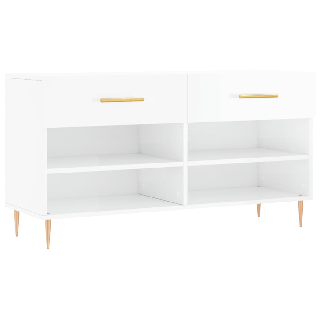 Schuhbank Hochglanz-Weiß 102x35x55 cm Holzwerkstoff - Pazzar.ch