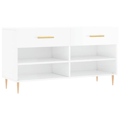 Schuhbank Hochglanz-Weiß 102x35x55 cm Holzwerkstoff - Pazzar.ch