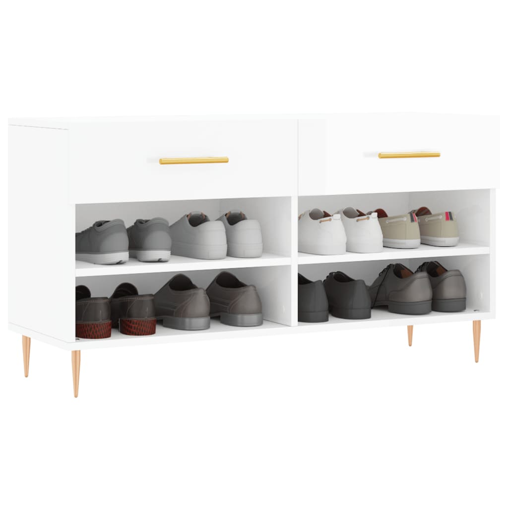 Schuhbank Hochglanz-Weiß 102x35x55 cm Holzwerkstoff - Pazzar.ch