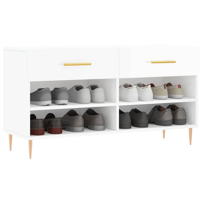 Schuhbank Hochglanz-Weiß 102x35x55 cm Holzwerkstoff - Pazzar.ch