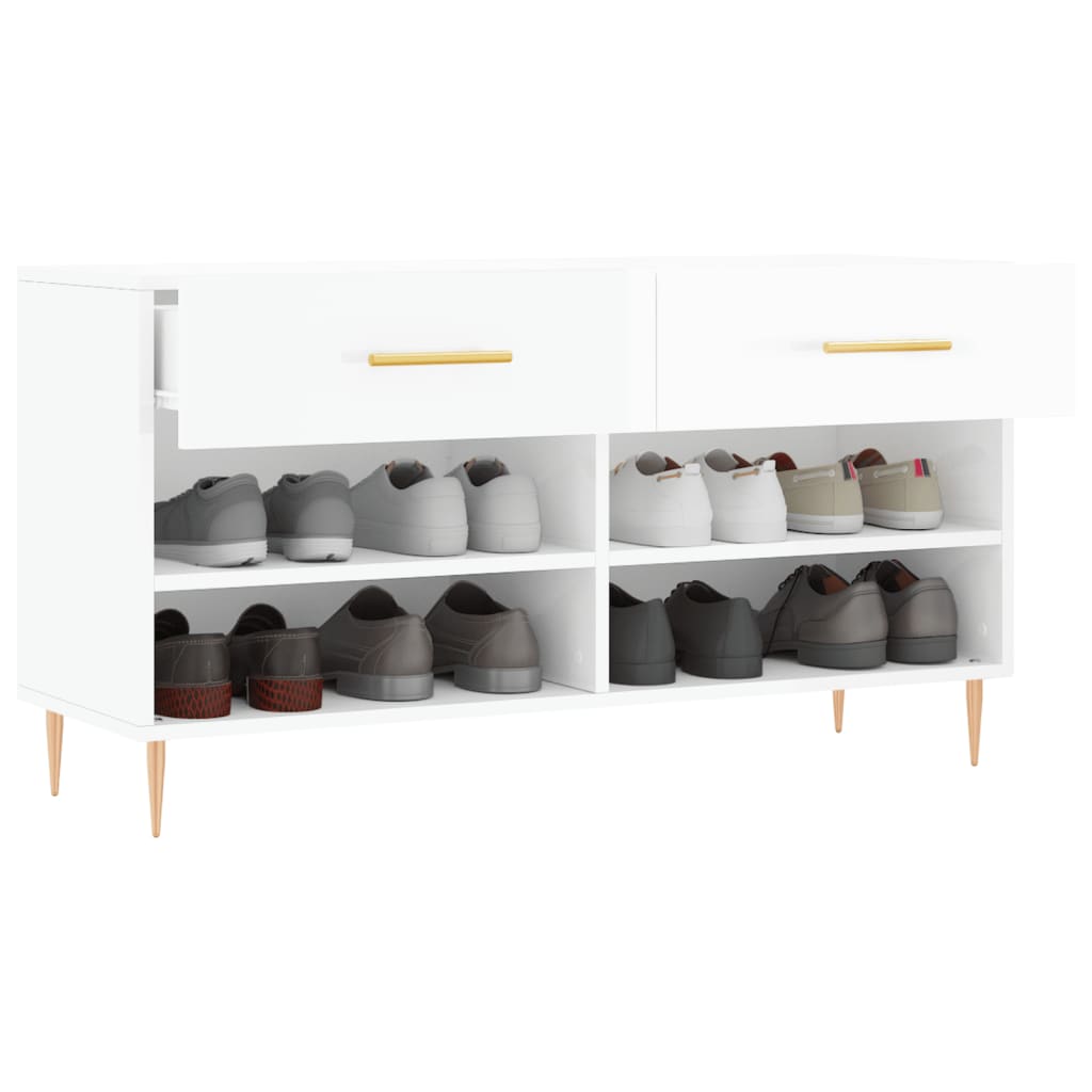 Schuhbank Hochglanz-Weiß 102x35x55 cm Holzwerkstoff - Pazzar.ch