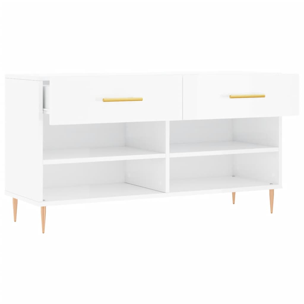 Schuhbank Hochglanz-Weiß 102x35x55 cm Holzwerkstoff - Pazzar.ch