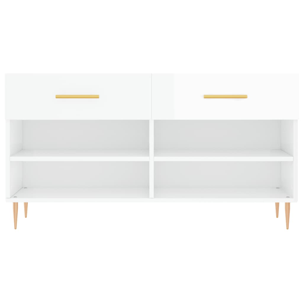 Schuhbank Hochglanz-Weiß 102x35x55 cm Holzwerkstoff - Pazzar.ch