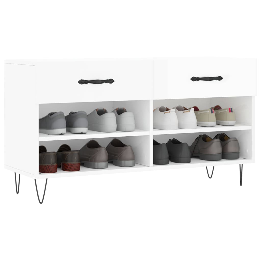 Schuhbank Hochglanz-Weiß 102x35x55 cm Holzwerkstoff - Pazzar.ch