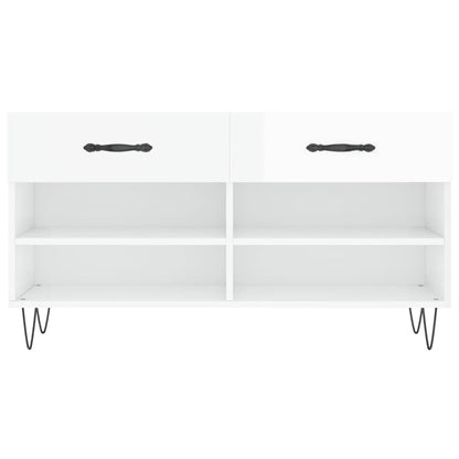 Schuhbank Hochglanz-Weiß 102x35x55 cm Holzwerkstoff - Pazzar.ch