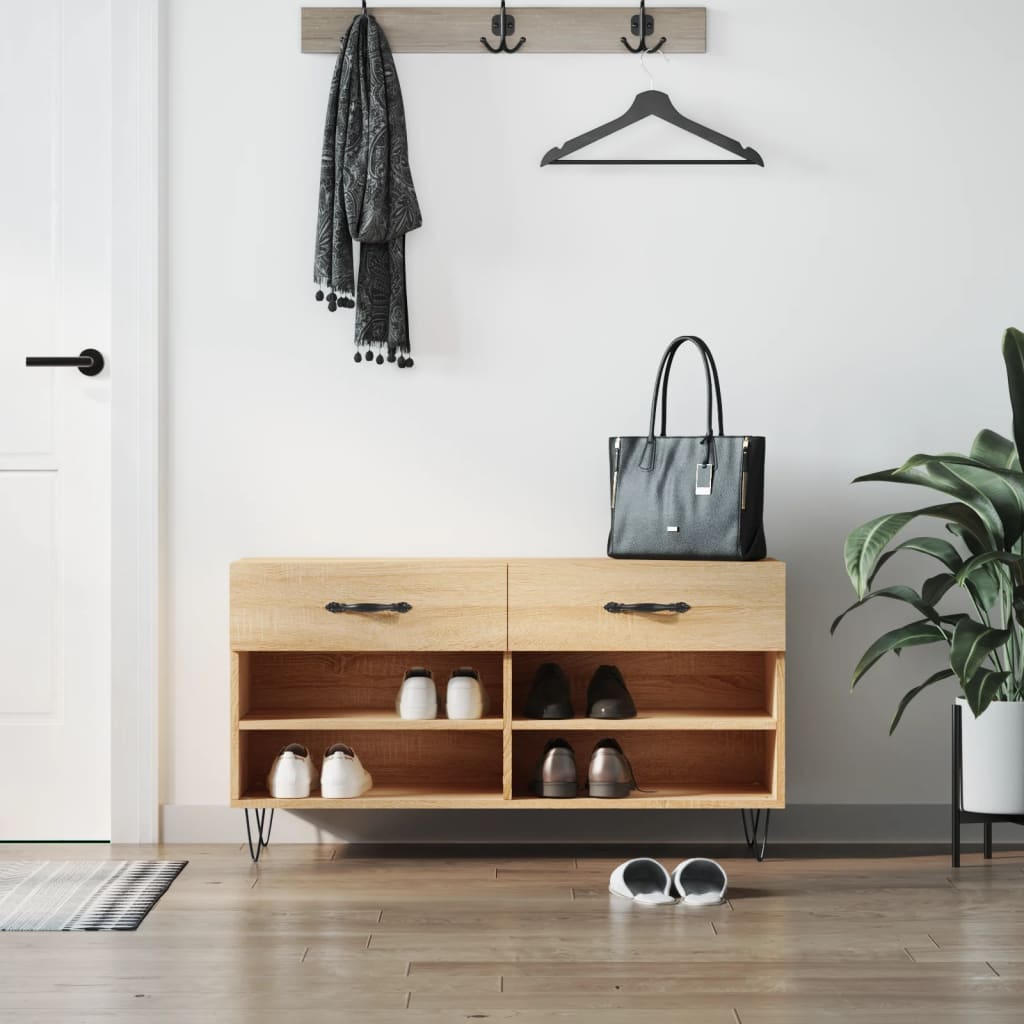 Schuhbank Sonoma-Eiche 102x35x55 cm Holzwerkstoff - Pazzar.ch