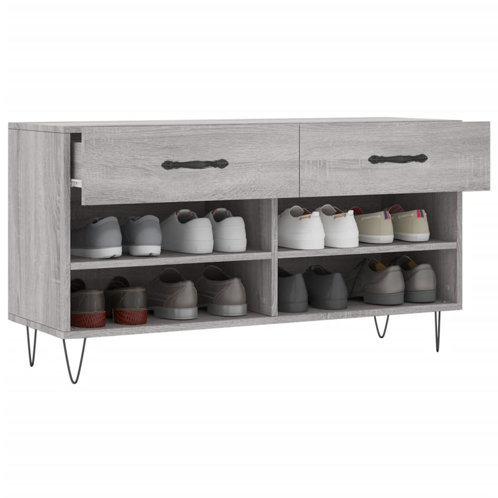 Schuhbank Grau Sonoma 102x35x55 cm Holzwerkstoff - Pazzar.ch